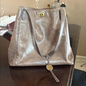 margot Metallic Brown Leather Shoulder Bag with Tassel Charm